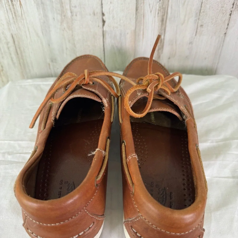 G.H. Bass & Co Boat Shoes Men 11.5 Brown Leather Moccasin Loafers Classic Preppy